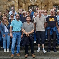 Theatergruppe Arzbach vor der Basilika Vierzehnheiligen Theatergruppe des Kirchortes Arzbach auf Bamberg-Tour