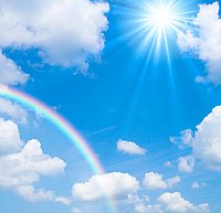 青空, 太陽, 光, 紫外線, 陽光, uv, 空, 雲, 晴天, バックグラウンド, 背景, 虹, 夢, コピースペース